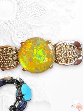 Fire Opal Ring Pavé Band Open Back Statement Ring RBP Bomb Party 9